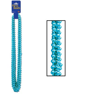 Turquoise Party Beads - Small Round - 83.8cm - Pack of 12