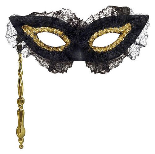 Fastidious Frilly Black Eyemask On Stick