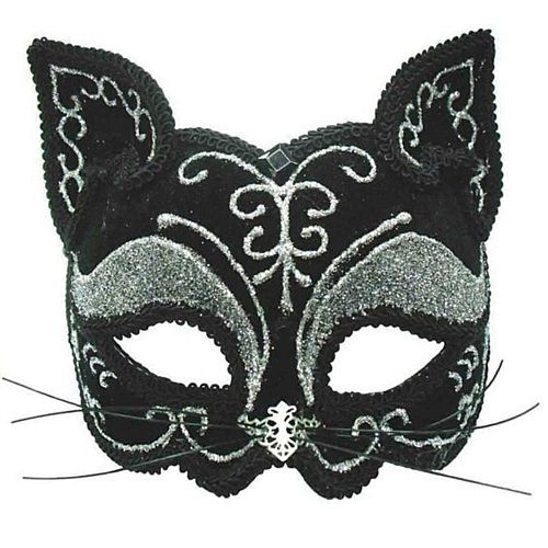 Black and Silver Decorative Cat Mask
