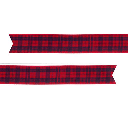 Tartan Printed Ribbon Red - 25mm - Per Metre