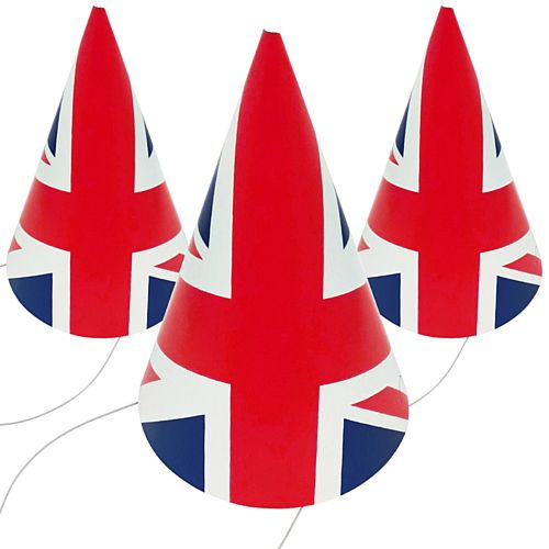 British Union Jack Style Cone Hat - Each