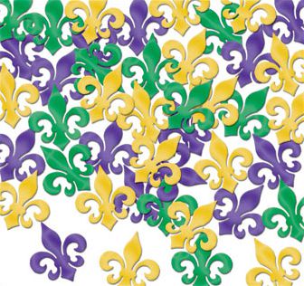 Gold, Green & Purple Fleur De Lis Table Confetti - 1oz