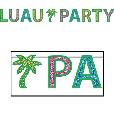 Glittered Luau Party Streamer - 21.6cm