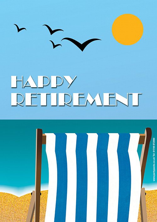 Blue Retirement Deckchair Poster - A3