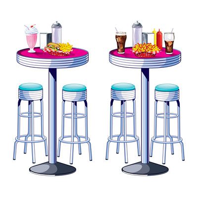 Soda Shop Tables & Stools Props - 1.6m - Pack of 2