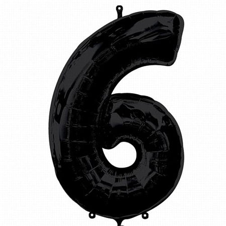 Black Number 6 Foil Balloon - 35