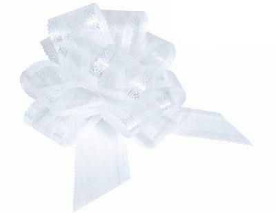 White Premium Quality Organza Pullbows - 50mm