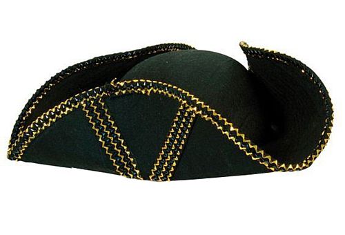 Tricorn Pirate Hat With Gold Trim