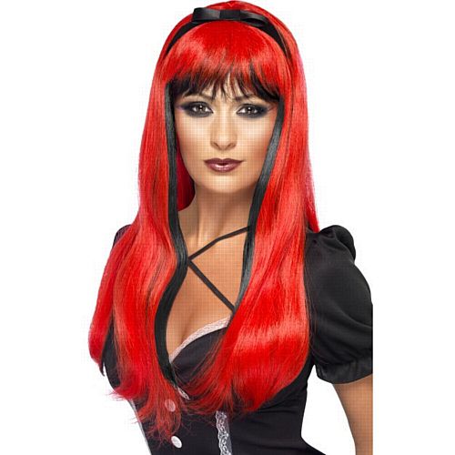 Bewitching Wig, Red Over Black