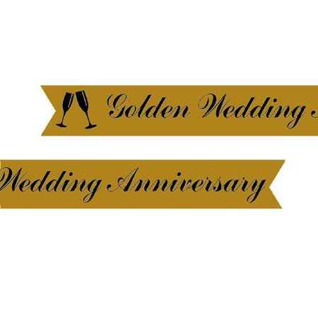 Golden Anniversary Printed Ribbon Gold - 25mm - Per Metre
