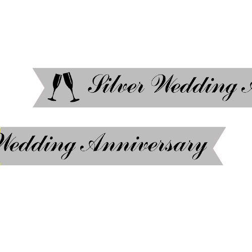 Silver Anniversary Printed Ribbon Silver - 25mm - Per Metre