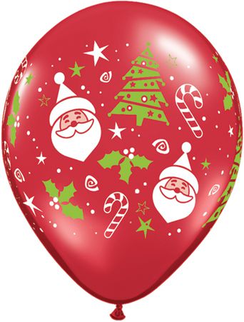 Santa & Christmas Tree Qualatex Balloons - 27.9cm - Pack of 10