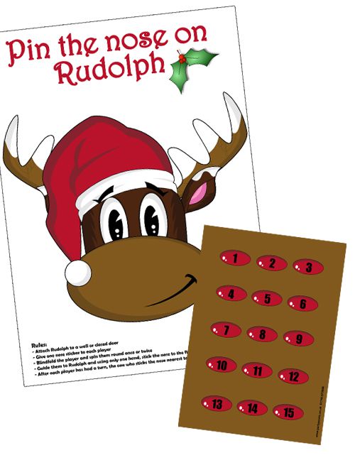 Pin The Nose On Rudolph Game With Stickers