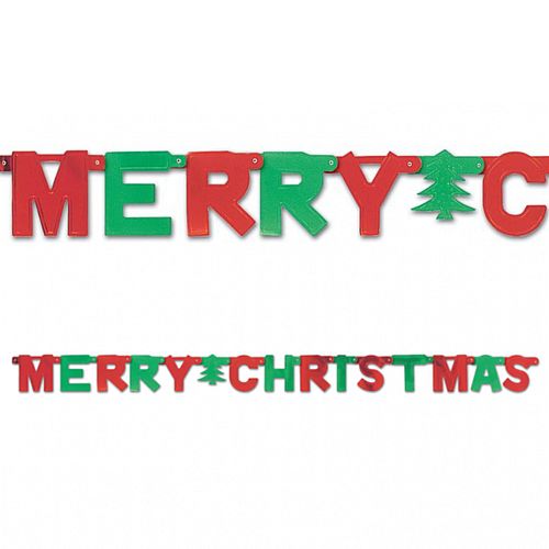 Red and Green Merry Christmas Letter Banner - 1.5m