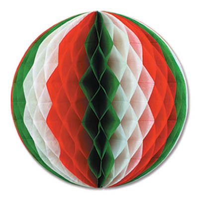 Red, White & Green Tissue Ball - 30.5cm
