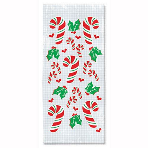 Candy Cane & Holly Cello Bags - 22.9cm - Pack of 25