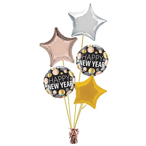 Rose Gold New Year Balloon Bouquet - Uninflated