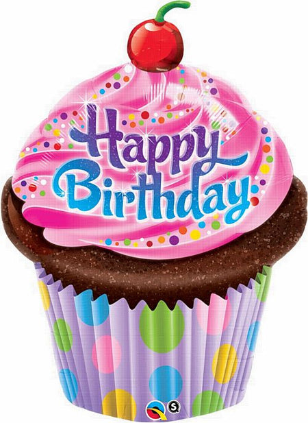 Birthday Frosted Cupcake Qualatex Foil Balloon - 88.9cm