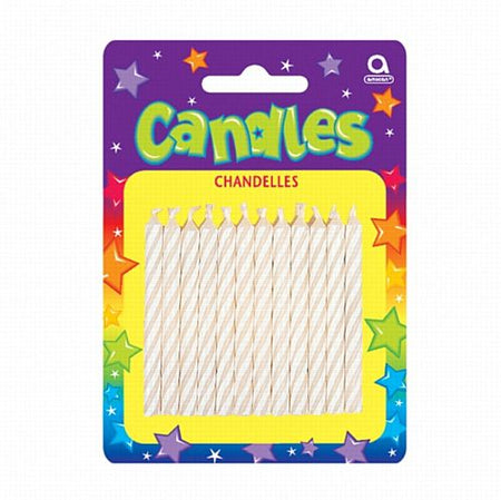 White Candy Stripe Candles - 6.3cm - Pack of 24