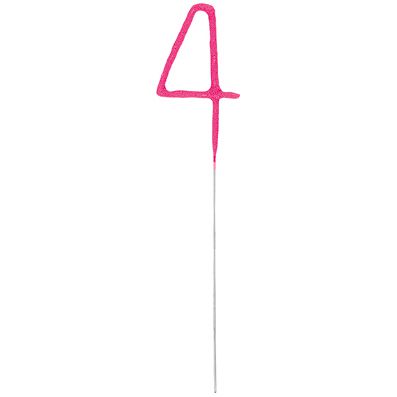 Pink Number 4 Party Sparkler - 17.8cm