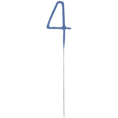 Blue Number 4 Party Sparkler - 17.8cm