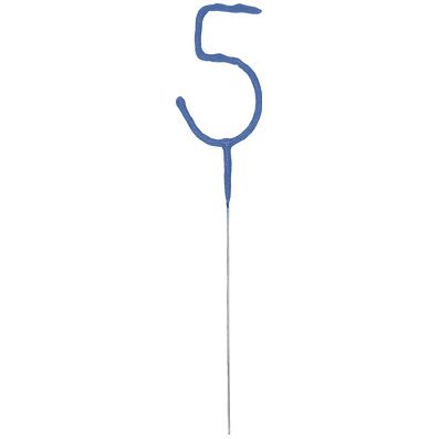 Blue Number 5 Party Sparkler - 17.8cm