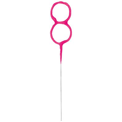 Pink Number 8 Party Sparkler - 17.8cm