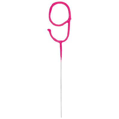 Pink Number 9 Party Sparkler - 17.8cm