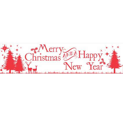 Merry Christmas & Happy New Year Banner - 120 x 29.7cm- Each