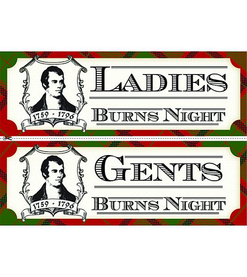 Scottish Celebration Burns Night Toilet Signs - Ladies & Gents