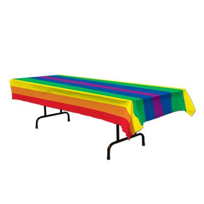 Plastic Rainbow Tablecloth - 2.74m