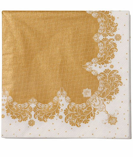 Party Porcelain Gold Napkins - Pack of 20 - 33cm