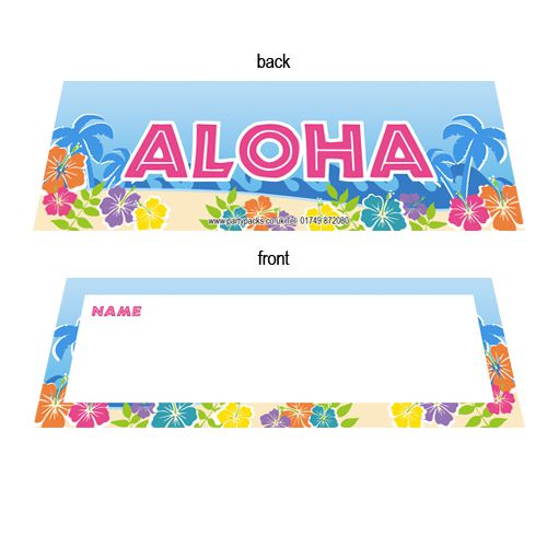 Island Party Themed Placecards - Pack of 8