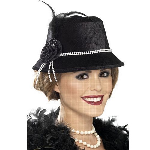 20'S Hat, Black With Flower