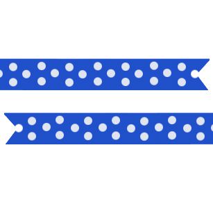 Polka Dot Printed Ribbon Royal Blue - 25mm - Per Metre