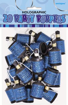 Glitz Blue Party Poppers - Pack of 20