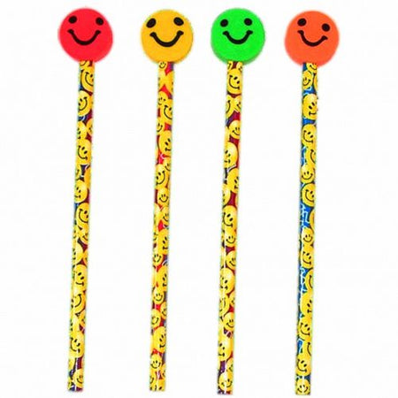 Smiley Themed Pencil with Eraser - Each