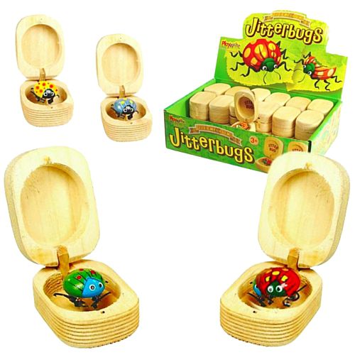 Wooden Jitterbug Toy - Assorted Colours - 4cm - Each