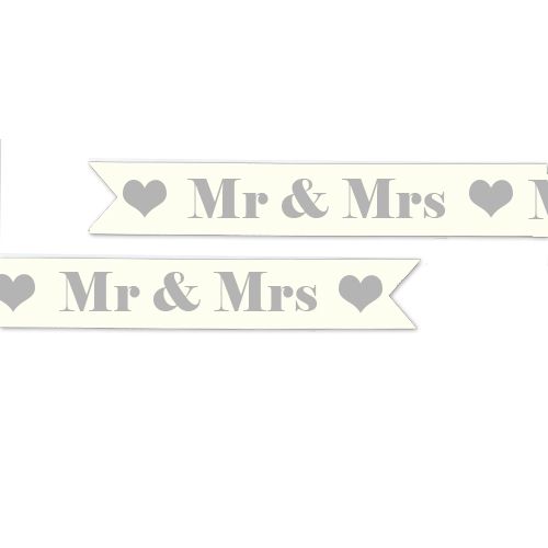 Mr & Mrs Printed Ribbon - 15mm - Per Metre