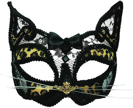 Leopard Black Transparent Cat Mask On Headband