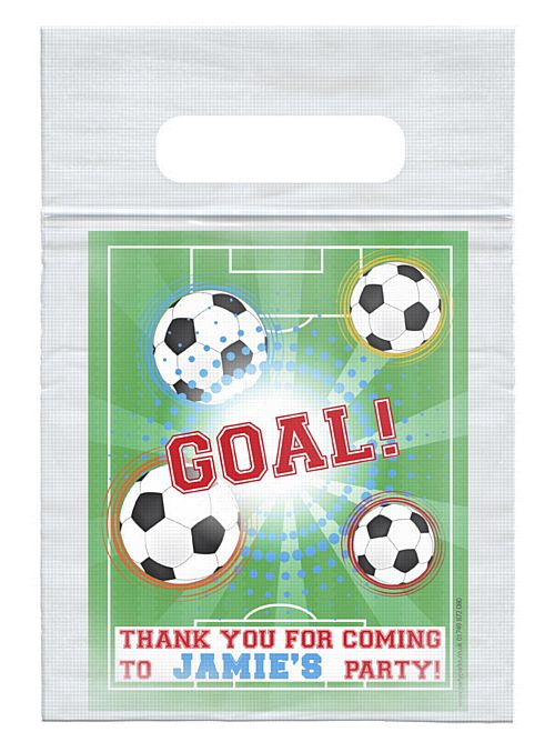 Personalised Football Themed Card Insert With Sealed Party Bag - Pack of 8