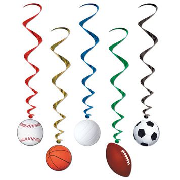 Sports Whirls - 1.02m - Assorted Designs - Pack of 5