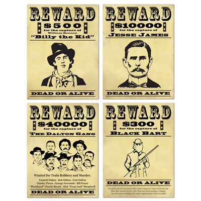 Wanted Sign Cutouts - 48.3cm - Assorted Designs - Pack of 4