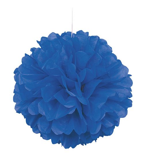 Blue Pom Pom Tissue Value Decoration - 40cm
