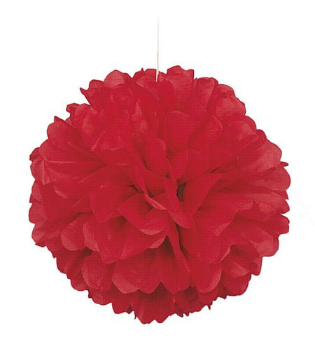Red Pom Pom Value Tissue Decoration - 40cm