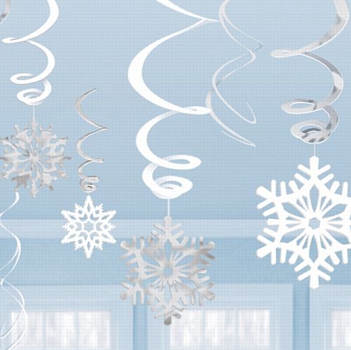Snowflake Value Pack Swirl Decoration - Assorted Designs - Pack of 12