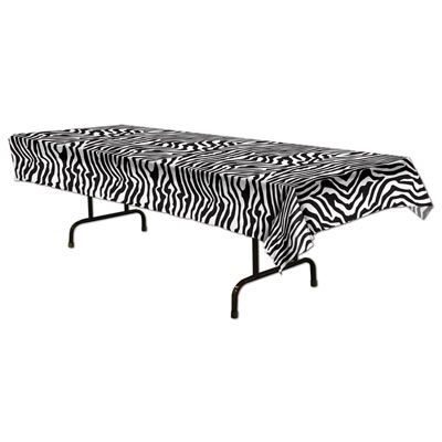 Plastic Zebra Print Tablecloth - 2.74m