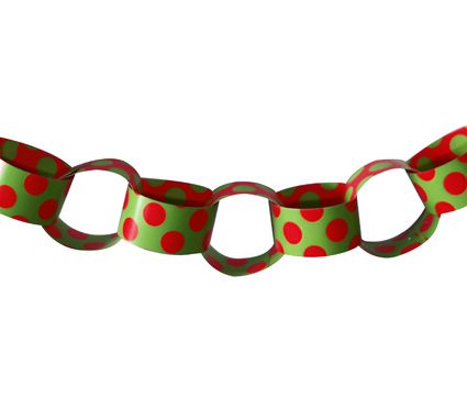 Red & Green Polka Dot Paper Chain Sheet - A3 Card