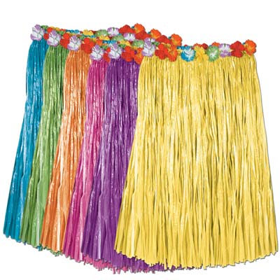 Deluxe Child Grass Hula Skirt - Assorted Colours - 68.6cm - Each