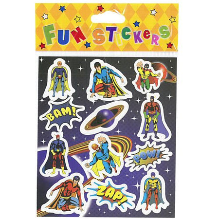 Superhero Stickers - Assorted Designs - 11.5cm - Sheet of 12